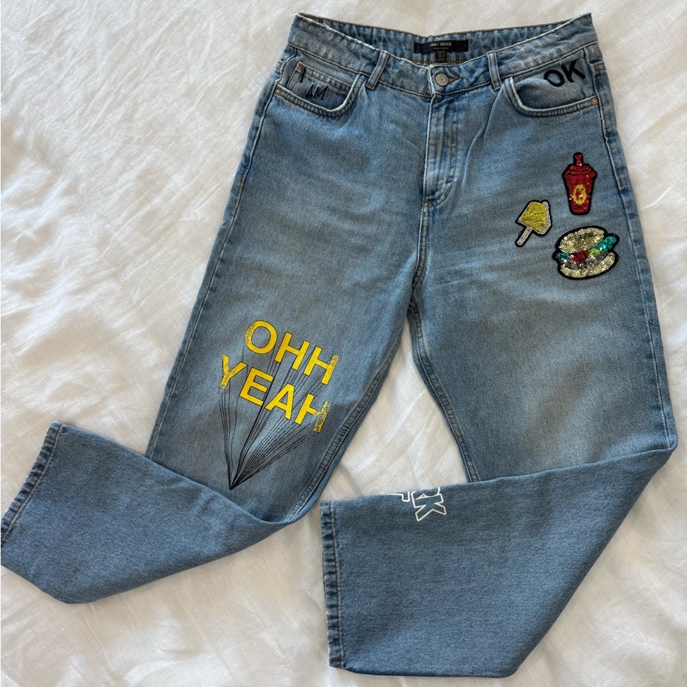Zara High Rise Cropped Straight Leg jeans